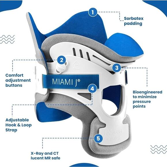 Miami J Cervical Neck Collar, Pain Relief & Support Brace With Pads MJ-250, XS - Picture 2 of 3